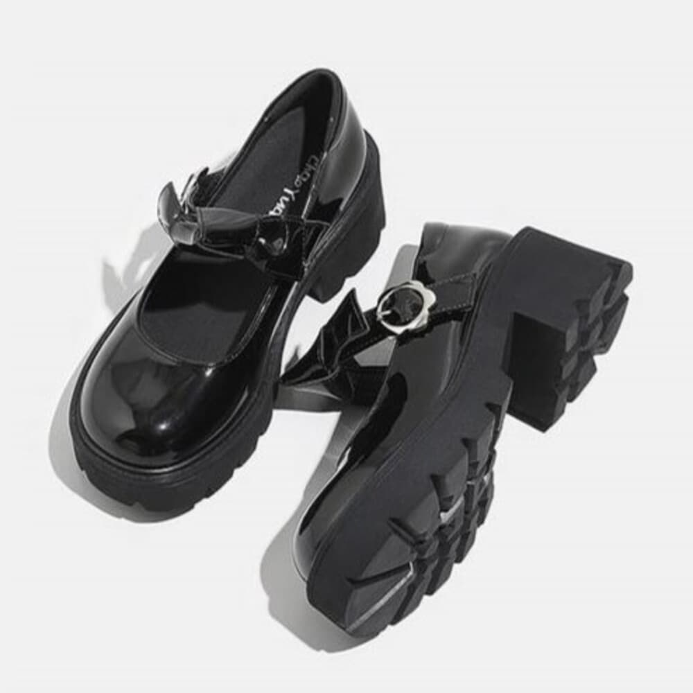 量産型/参戦服/推し活 リボン付き厚底パンプス