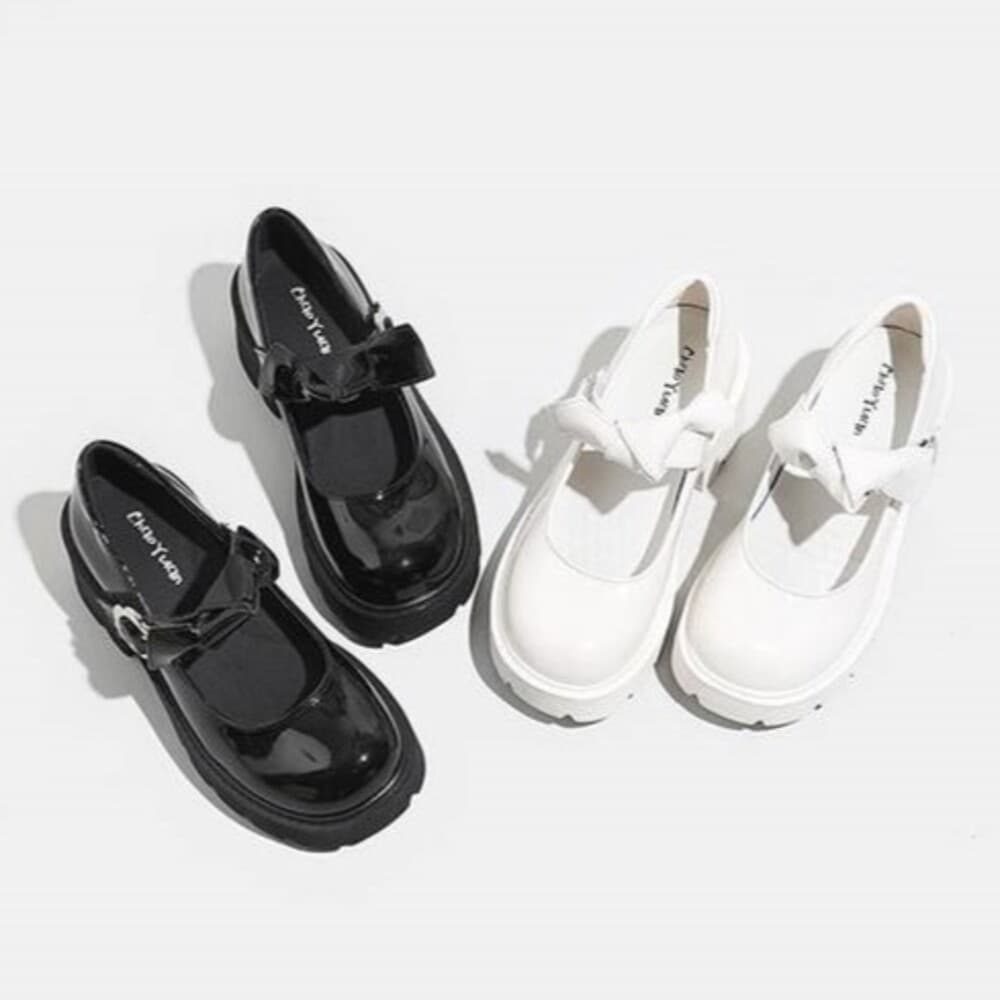 量産型/参戦服/推し活 リボン付き厚底パンプス