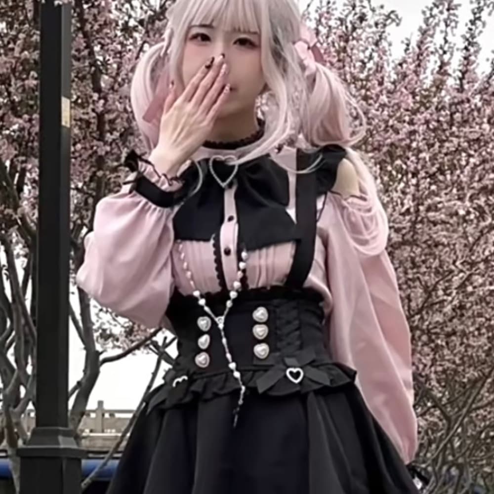 量産型/参戦服/推し活 フリルリボンブラウス