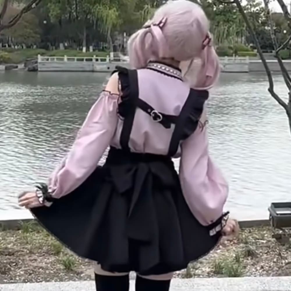 量産型/参戦服/推し活 フリルリボンブラウス