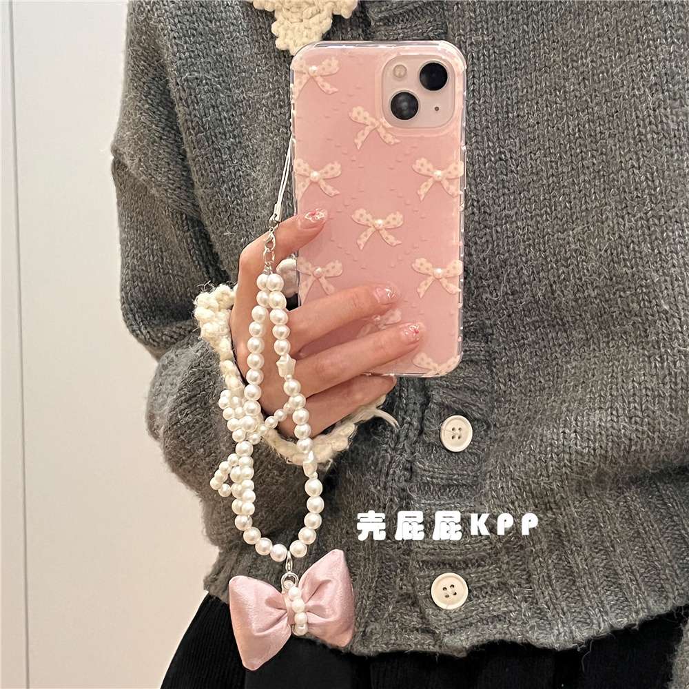 量産型/参戦服/推し活 パールリボンピンクスマホケース