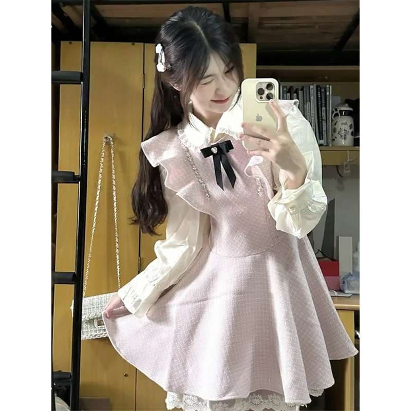 量産型/参戦服/推し活 フリルスリーブのワンピースセット
