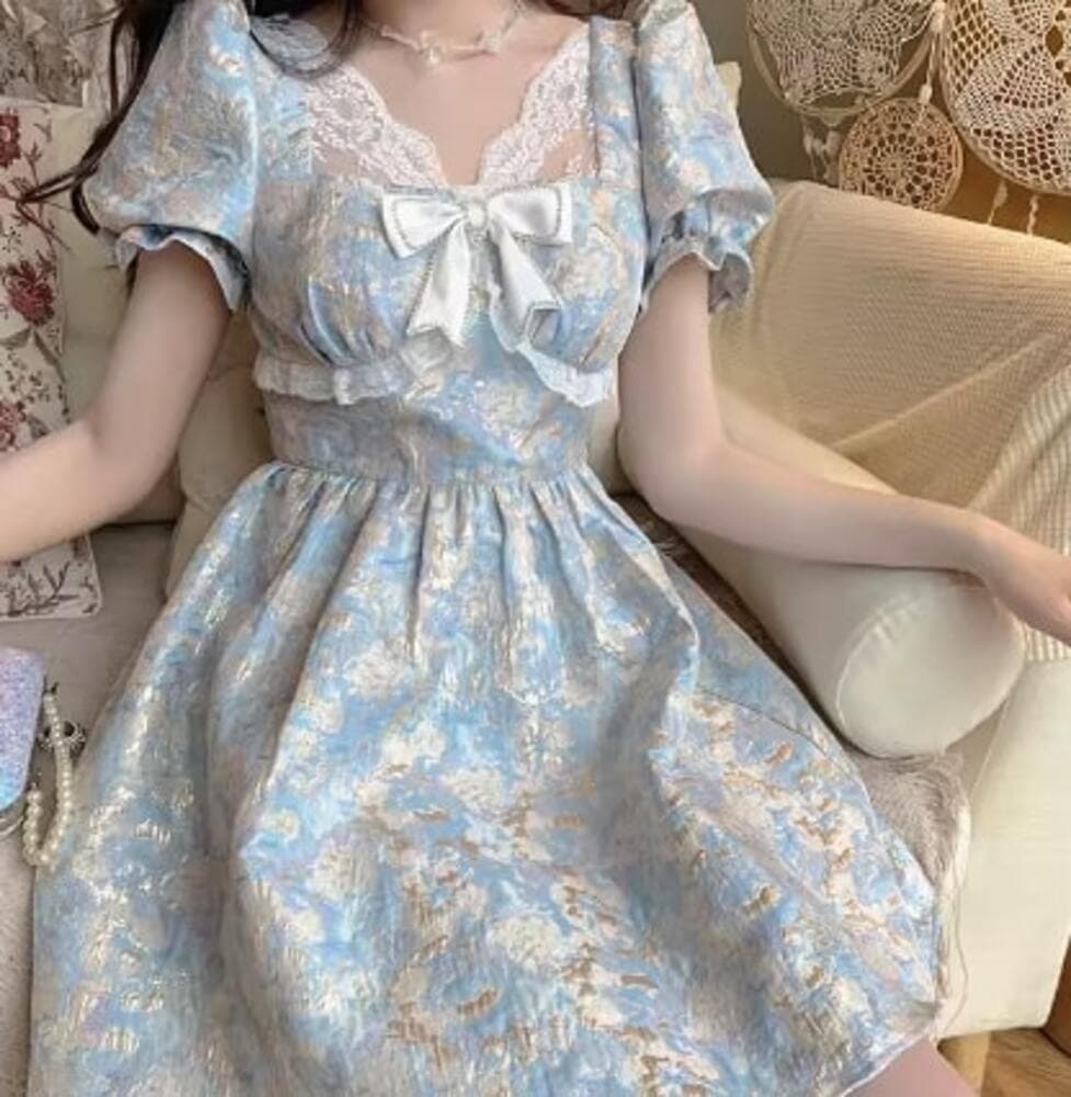 量産型/参戦服/推し活 お姫様風 花柄 ワンピース