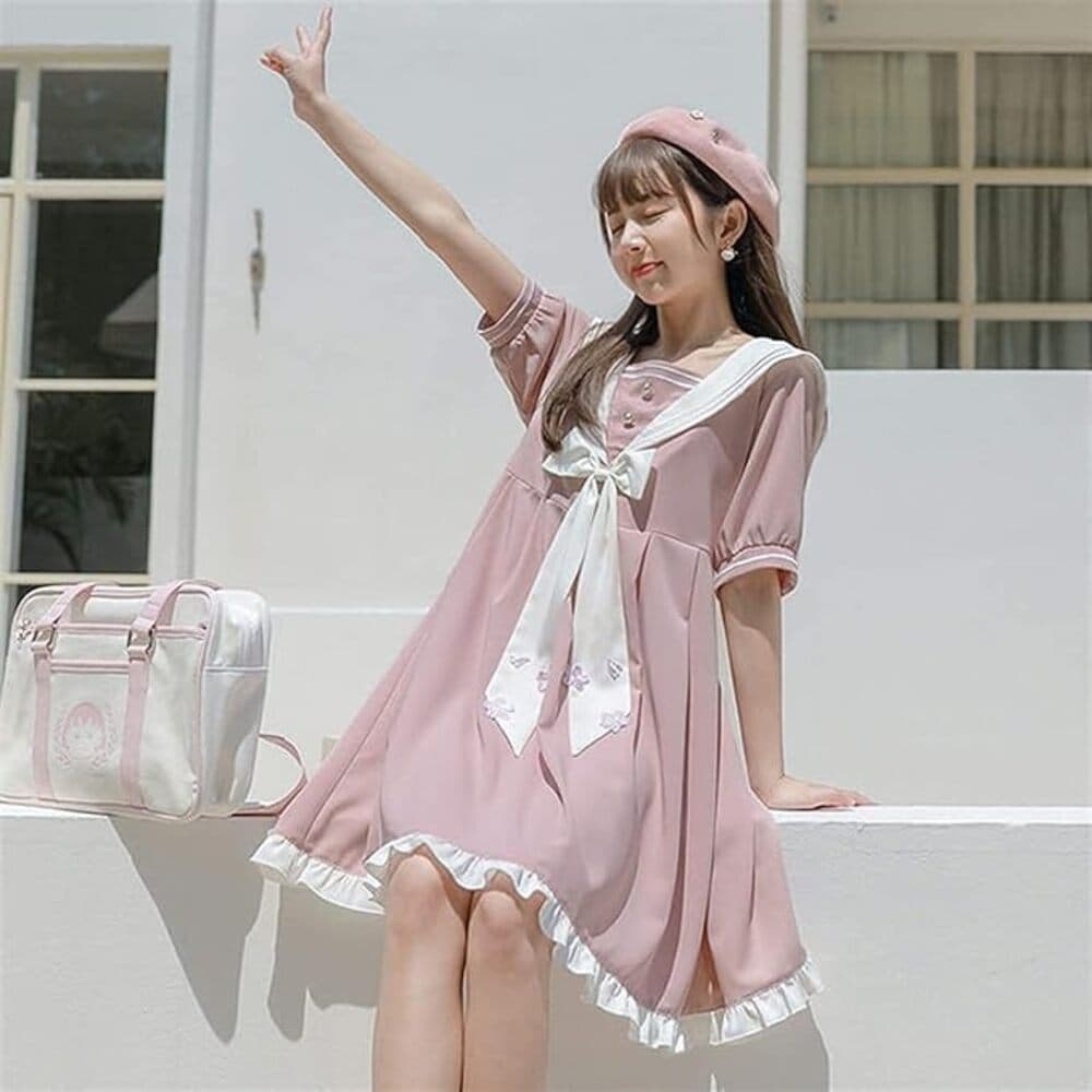量産型/参戦服/推し活 セーラー服風フリルワンピース