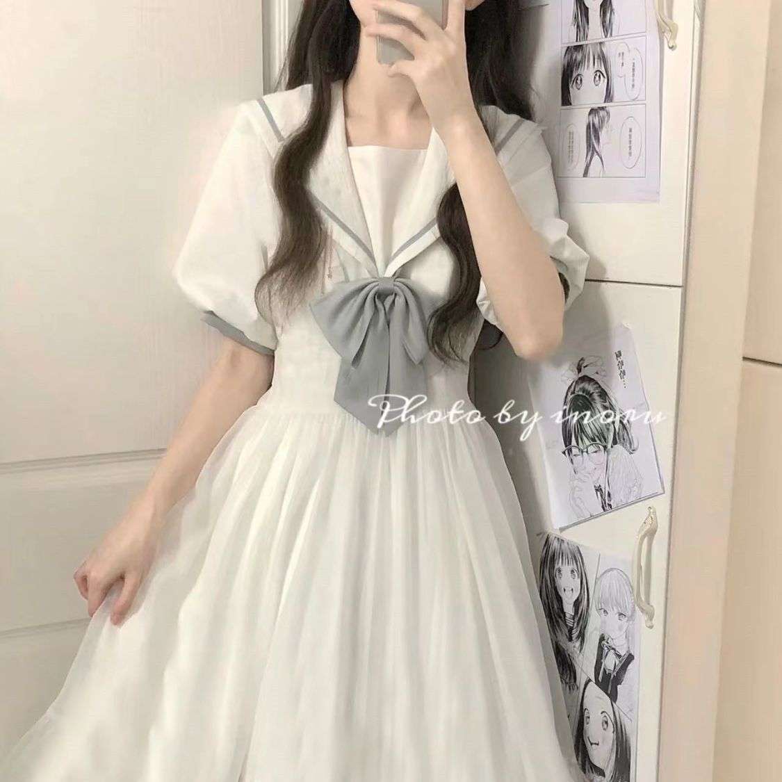量産型/参戦服/推し活 セーラー風シフォンワンピース