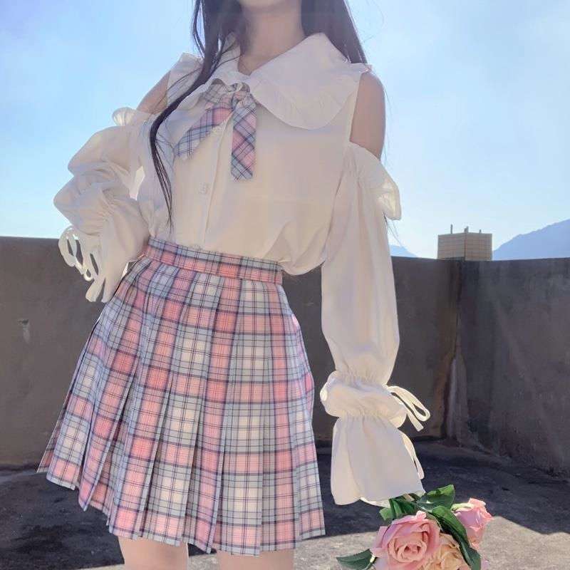 量産型/参戦服/推し活 セーラー風肩出しセットアップ