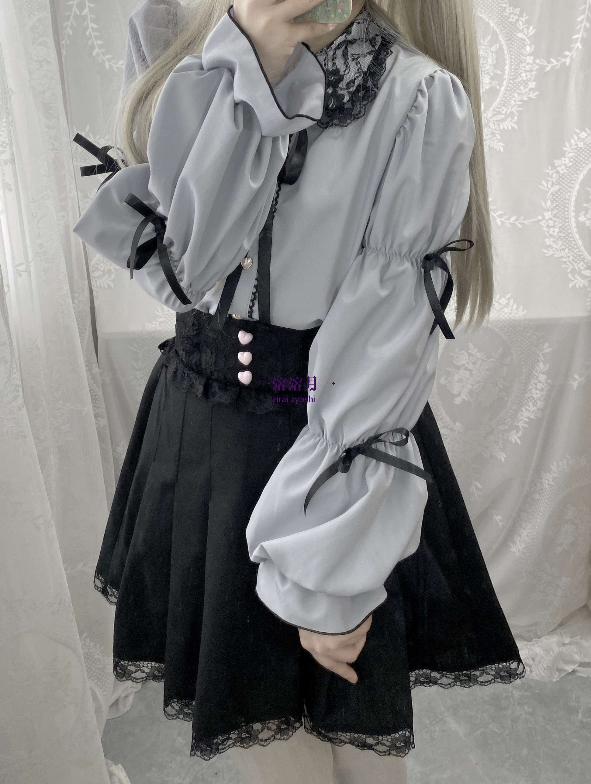 量産型/参戦服/推し活 ハートバックルレースシャツ