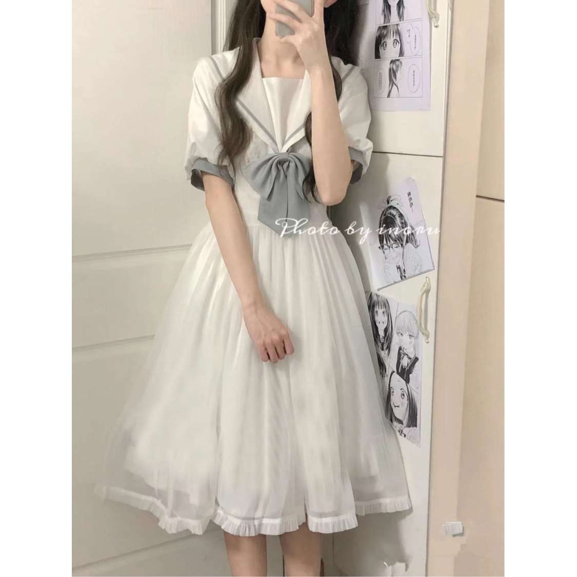 量産型/参戦服/推し活 セーラー風シフォンワンピース