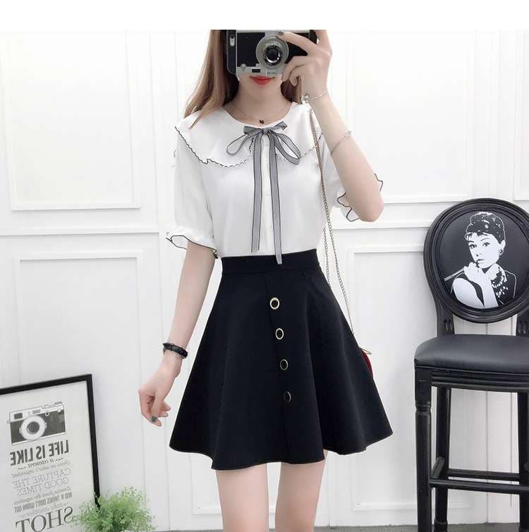 量産型/参戦服/推し活 セーラー風チュニックとミニ丈スカートのセットアップ