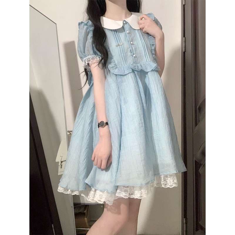 量産型/参戦服/推し活 襟付きブルーワンピース