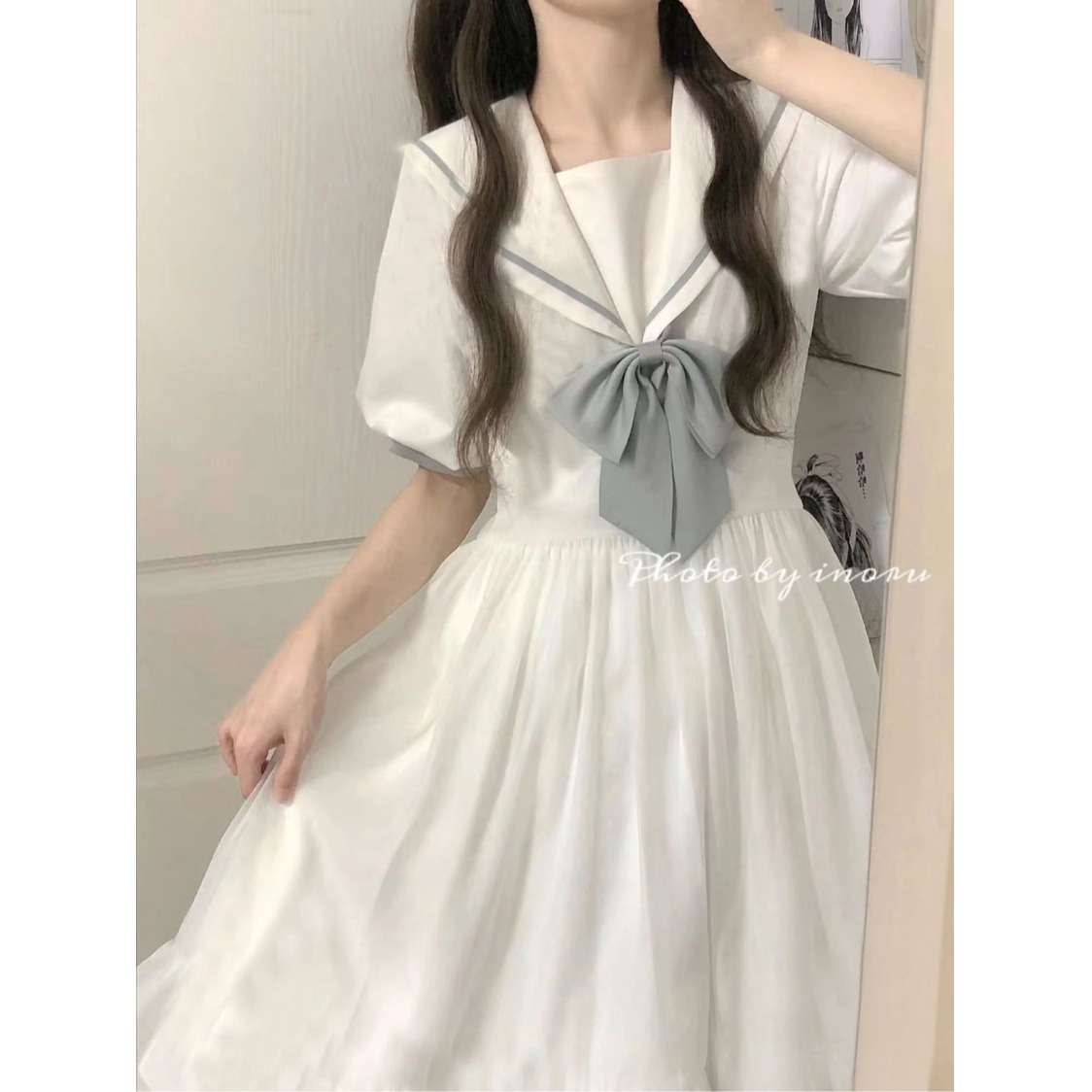 量産型/参戦服/推し活 セーラー風シフォンワンピース