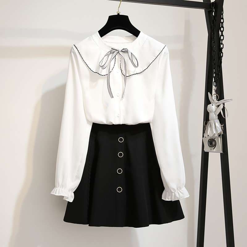 量産型/参戦服/推し活 セーラー風チュニックとミニ丈スカートのセットアップ