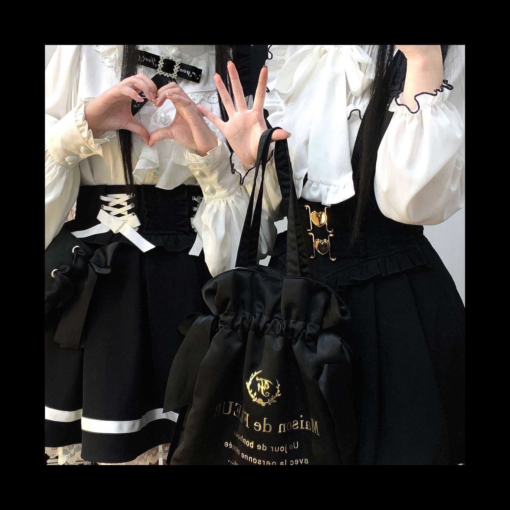 量産型/参戦服/推し活 キティバレットオリジナル・立襟フリル長袖シャツ