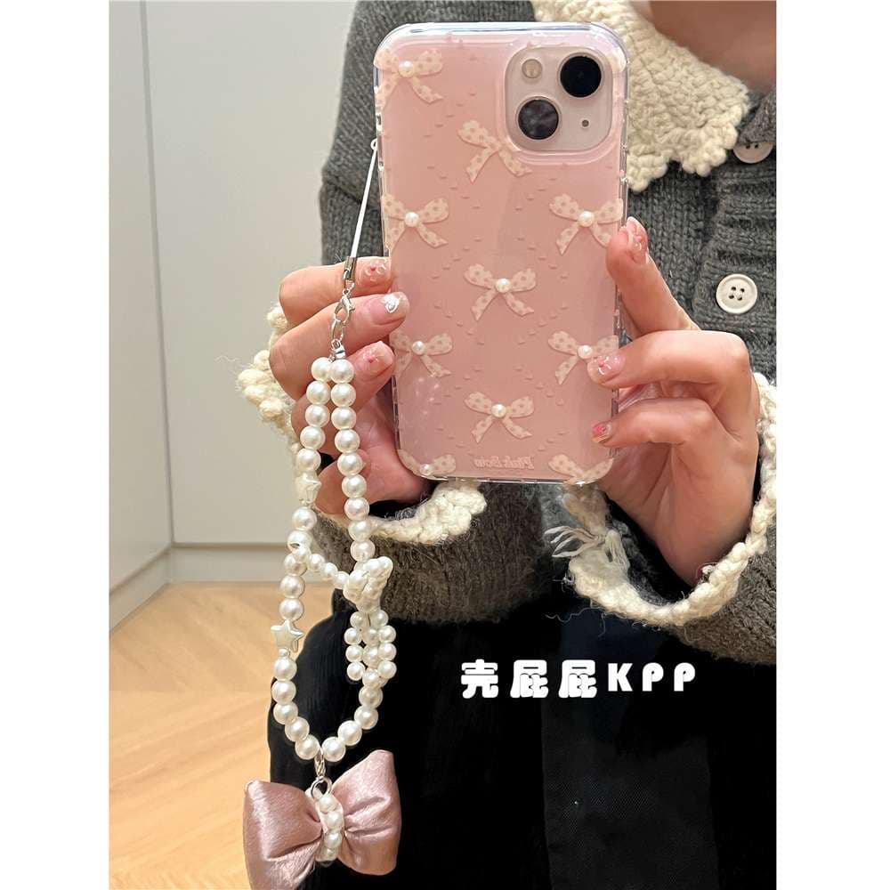 量産型/参戦服/推し活 パールリボンピンクスマホケース