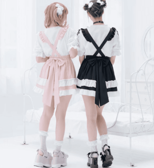 量産型/参戦服/推し活 編み上げパフスリーブブラウス