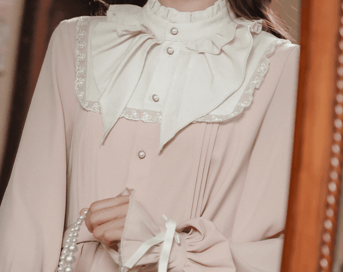 量産型/参戦服/推し活 ピンクフリルスクエアネックロングワンピース