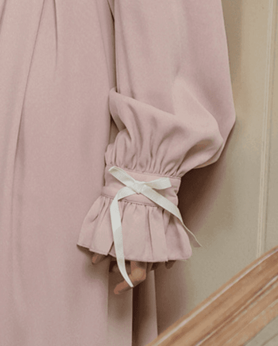 量産型/参戦服/推し活 ピンクフリルスクエアネックロングワンピース