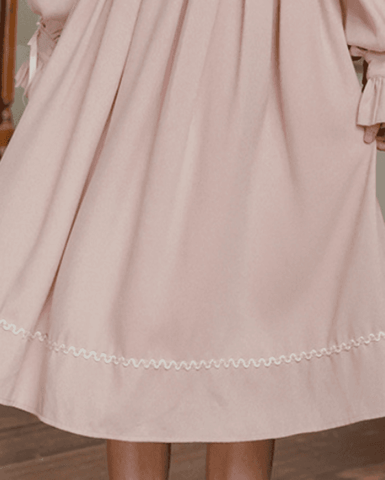 量産型/参戦服/推し活 ピンクフリルスクエアネックロングワンピース