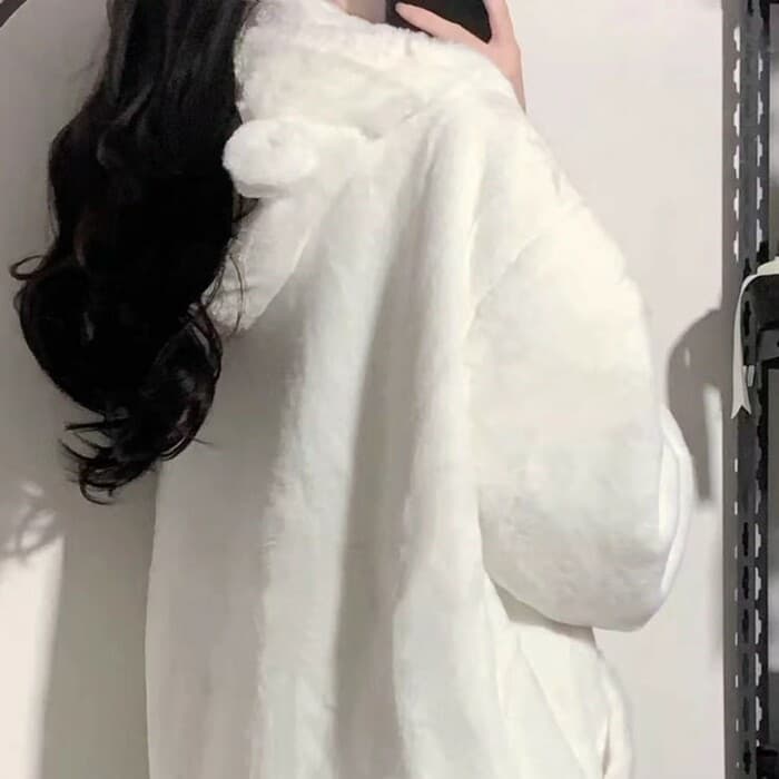 量産型/参戦服/推し活 ホワイトベアフードパーカー