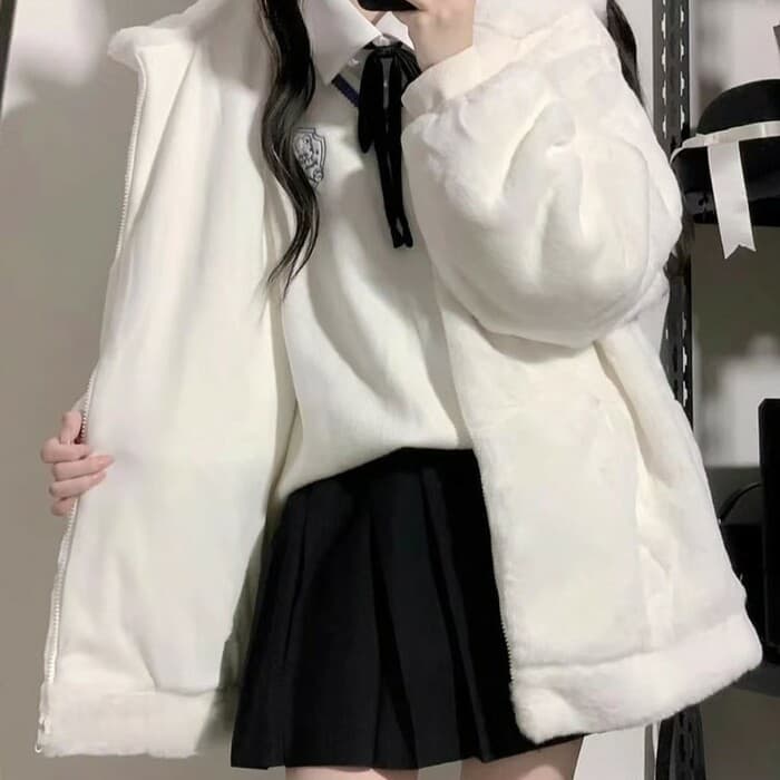 量産型/参戦服/推し活 ホワイトベアフードパーカー