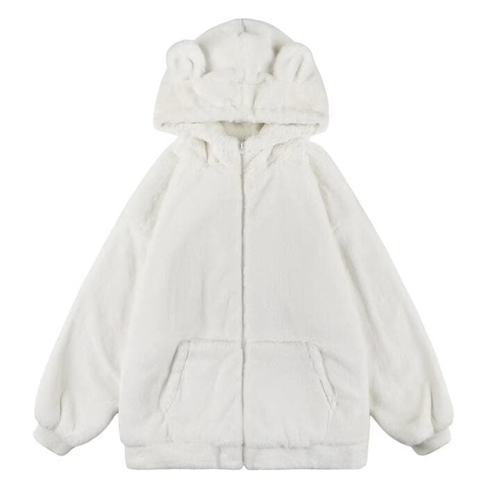 量産型/参戦服/推し活 ホワイトベアフードパーカー