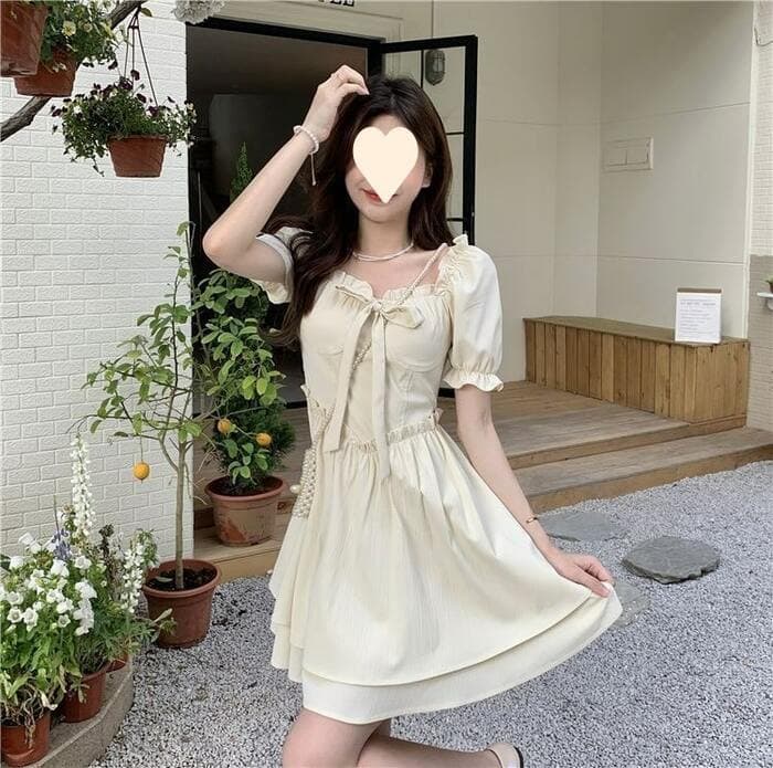 量産型/参戦服/推し活 フレンチスクエアカラーワンピース