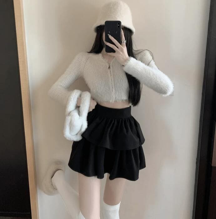 量産型/参戦服/推し活 Aラインティアードハイウエストスカート