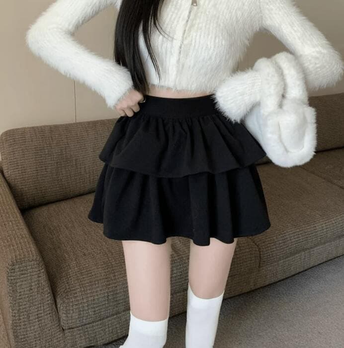 量産型/参戦服/推し活 Aラインティアードハイウエストスカート