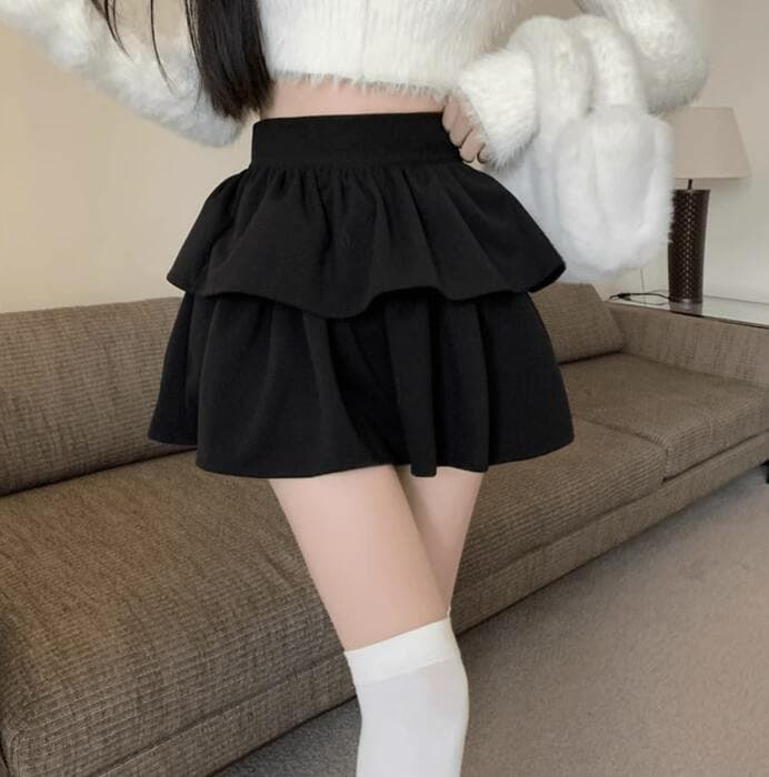 量産型/参戦服/推し活 Aラインティアードハイウエストスカート
