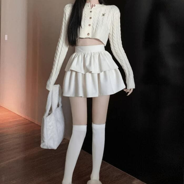 量産型/参戦服/推し活 Aラインティアードハイウエストスカート