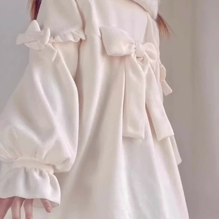 量産型/参戦服/推し活 ファー付リボンステンカラーコート