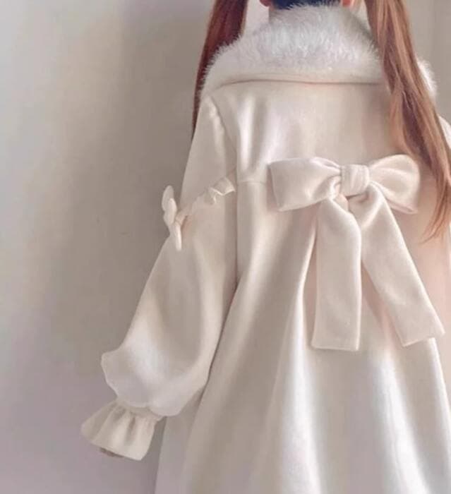 量産型/参戦服/推し活 ファー付リボンステンカラーコート