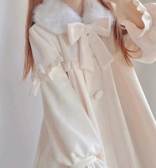 量産型/参戦服/推し活 ファー付リボンステンカラーコート