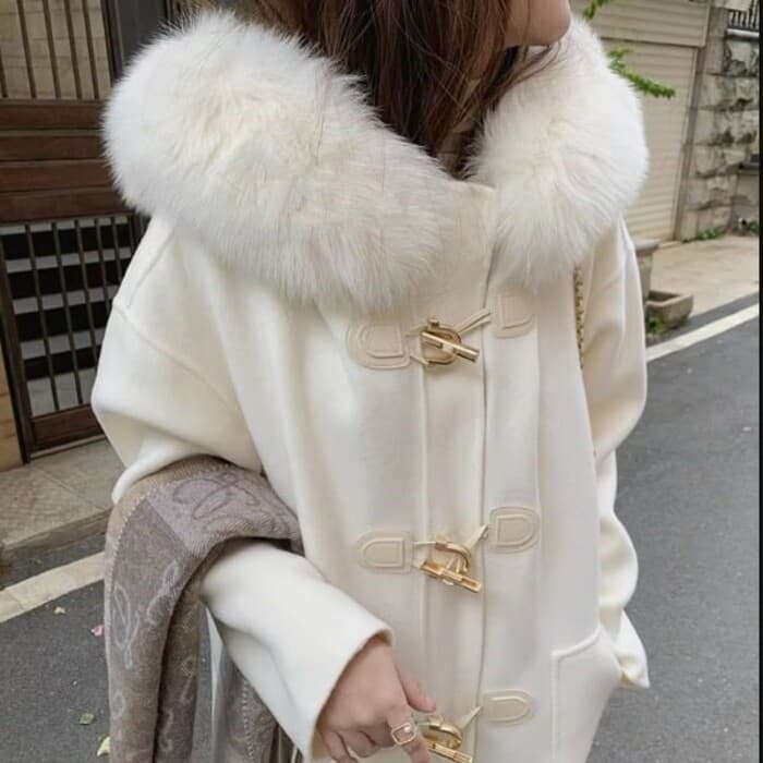 量産型/参戦服/推し活 ファー付きロングダッフルコート