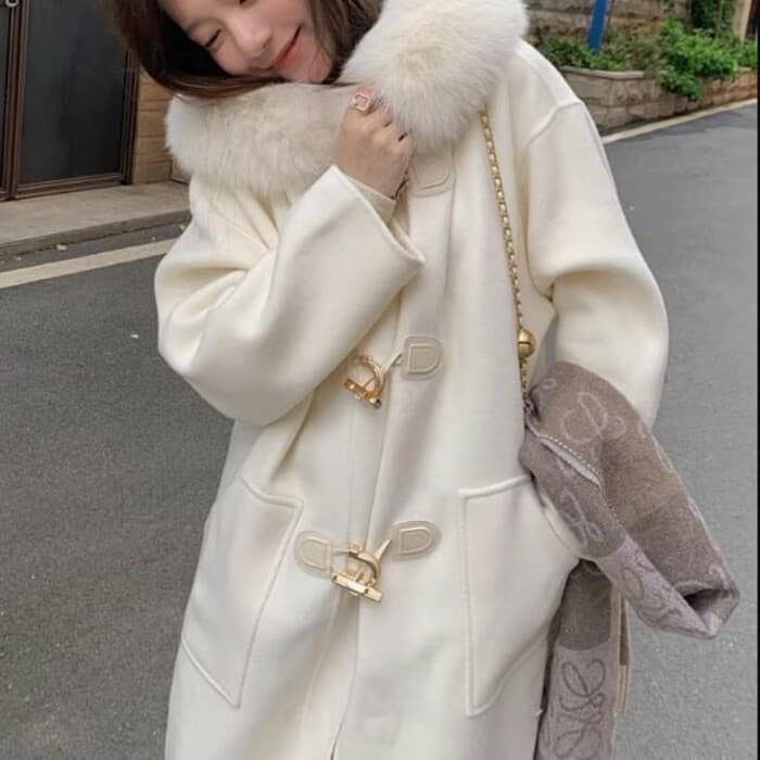 量産型/参戦服/推し活 ファー付きロングダッフルコート