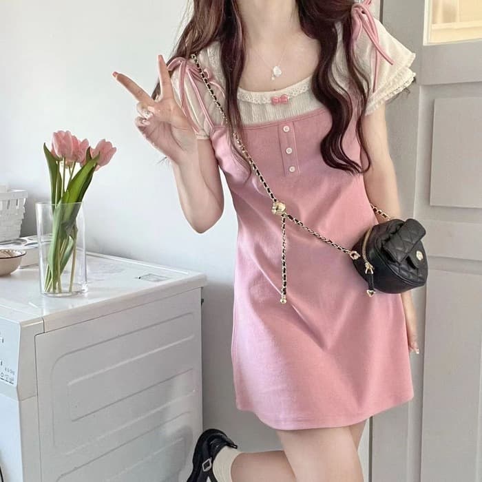 量産型/参戦服/推し活 ダブルリボンミニワンピース
