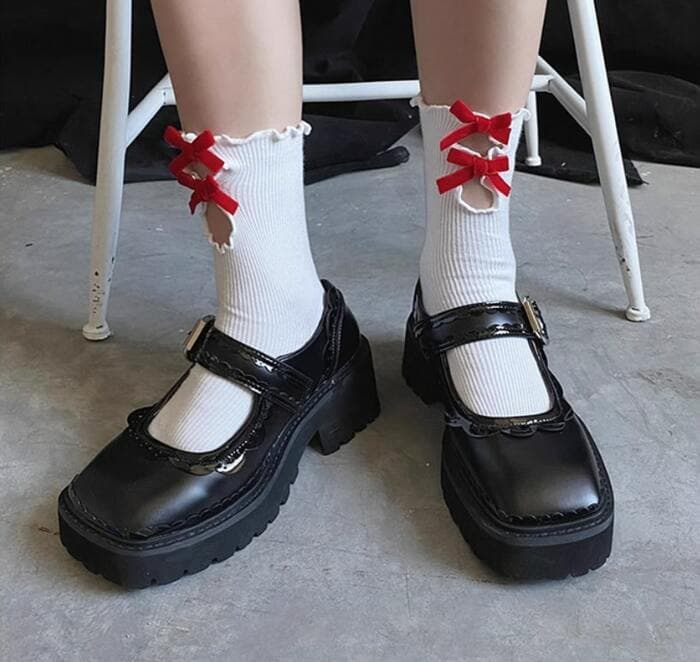 量産型/参戦服/推し活 ダブルミニリボンソックス