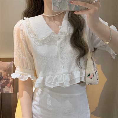 量産型/参戦服/推し活 フリフリパールセットアップ