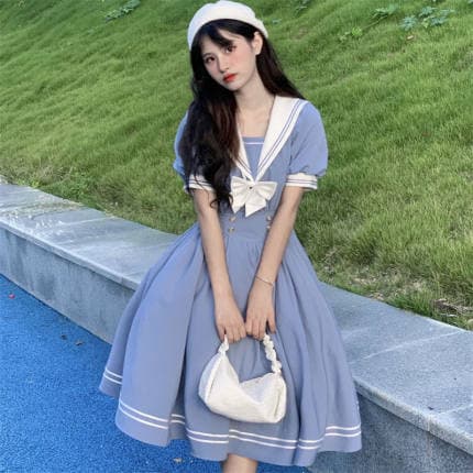 量産型/参戦服/推し活 パフスリーブ ロングスカートワンピース