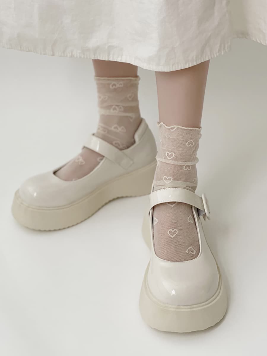 量産型/参戦服/推し活 厚底のビンテージシングルシューズ 靴